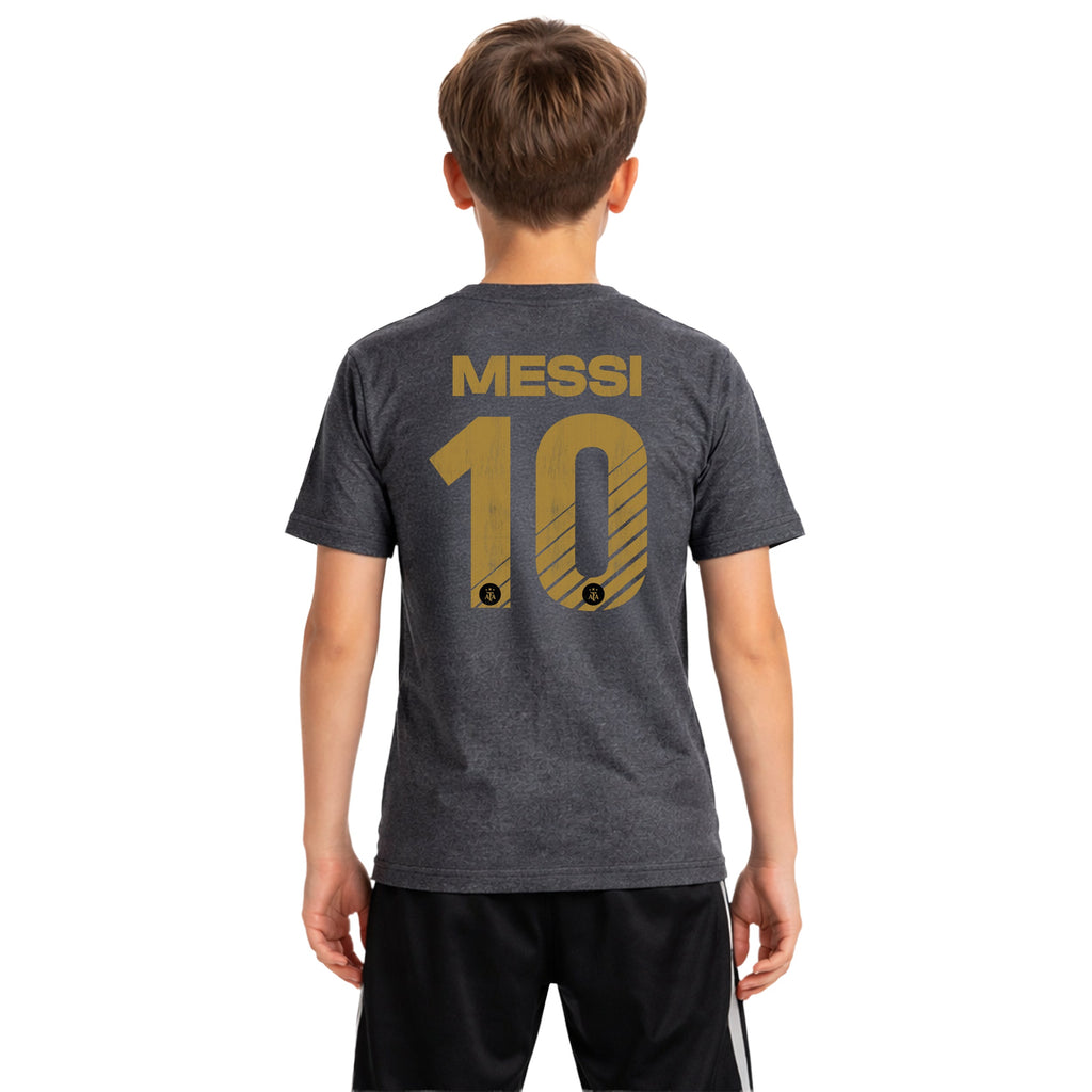 Messi Grey T-Shirt Front Back