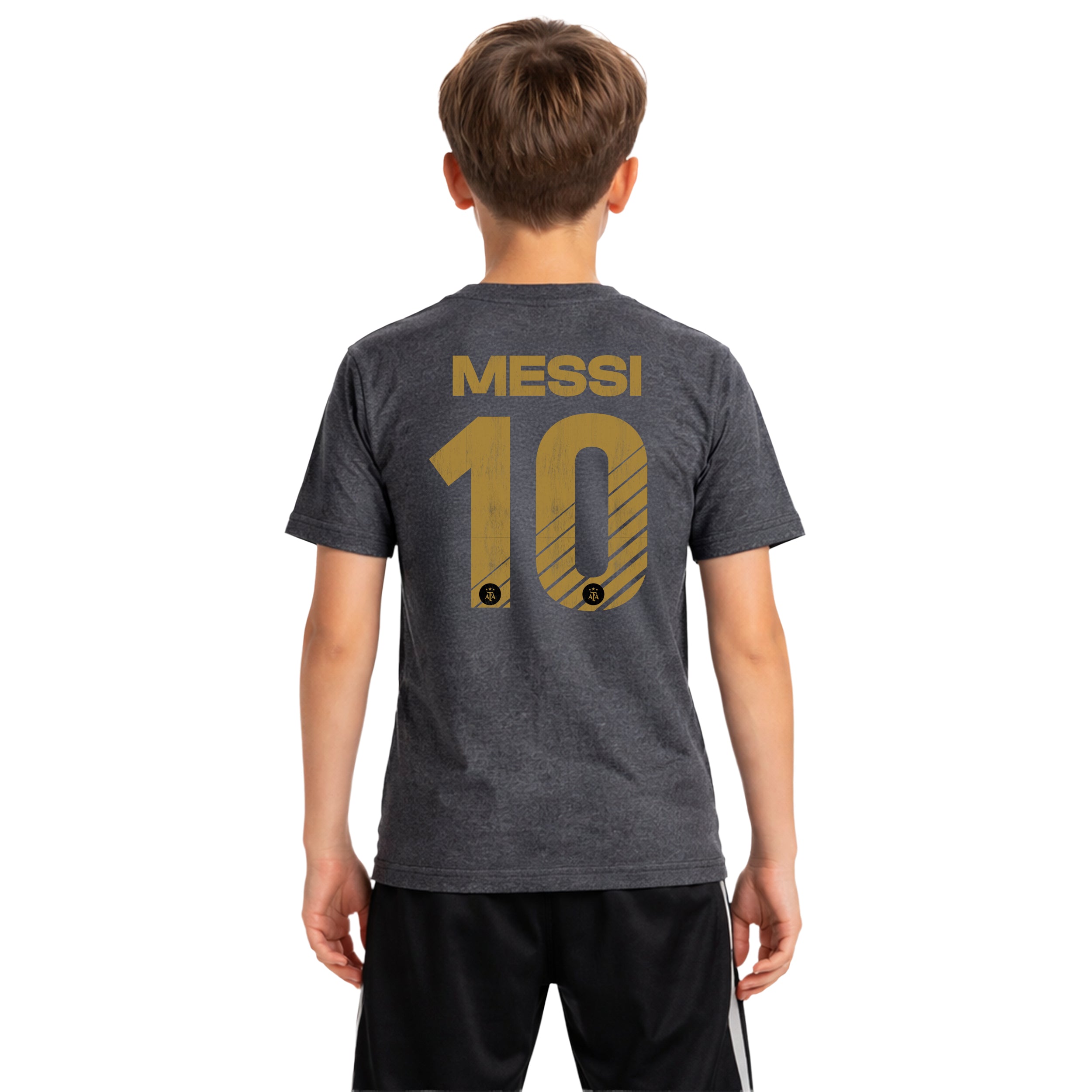 Messi Grey T-Shirt Front Back
