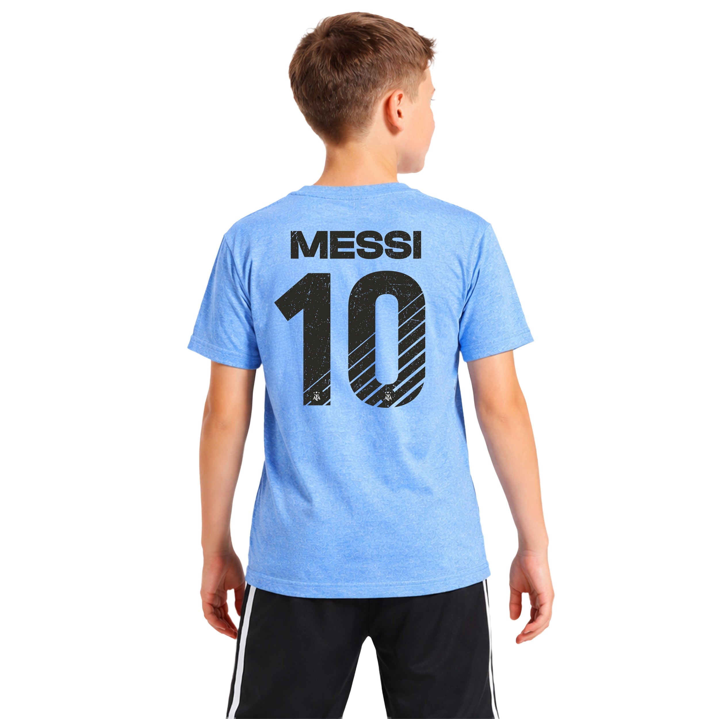 Messi Light Blue T-Shirt Front Back