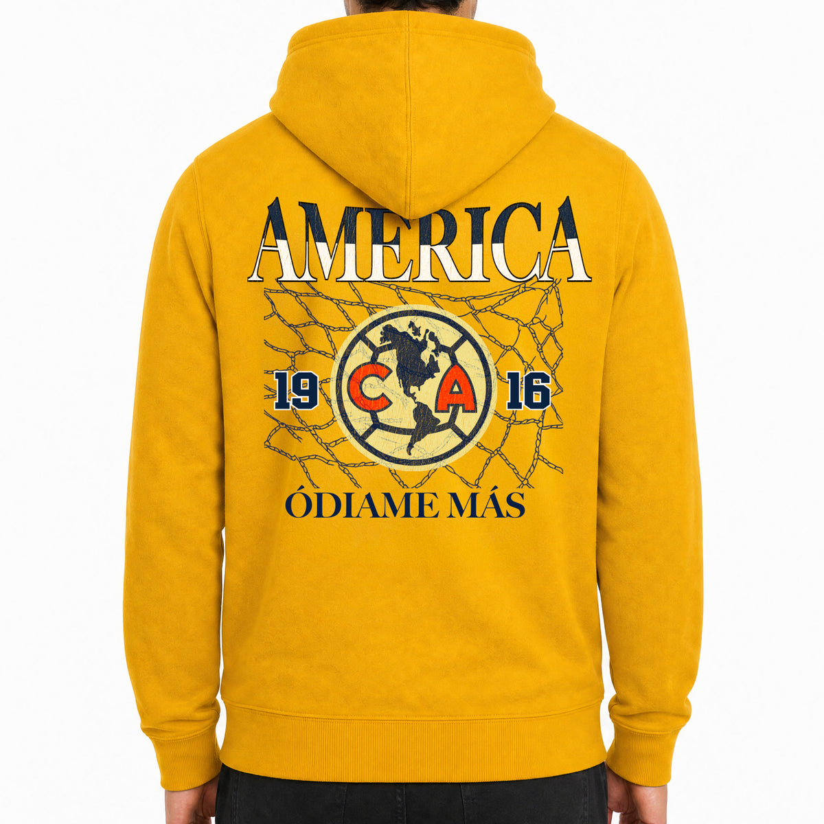 Club America Hoodie Model Back Image