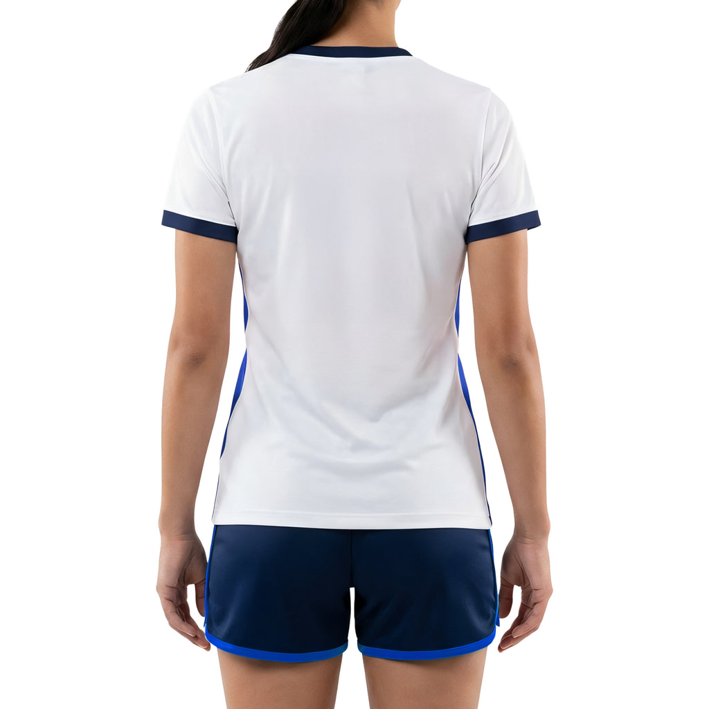 white/blue jersey