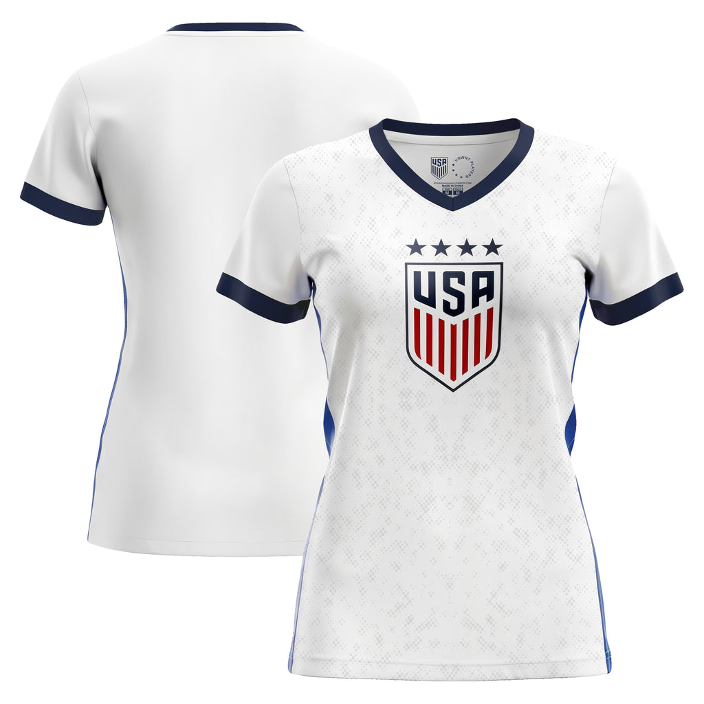 white/blue jersey