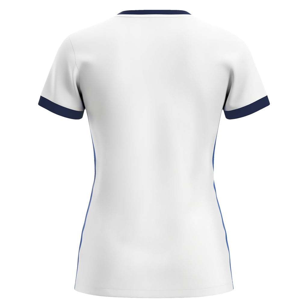 white/blue jersey