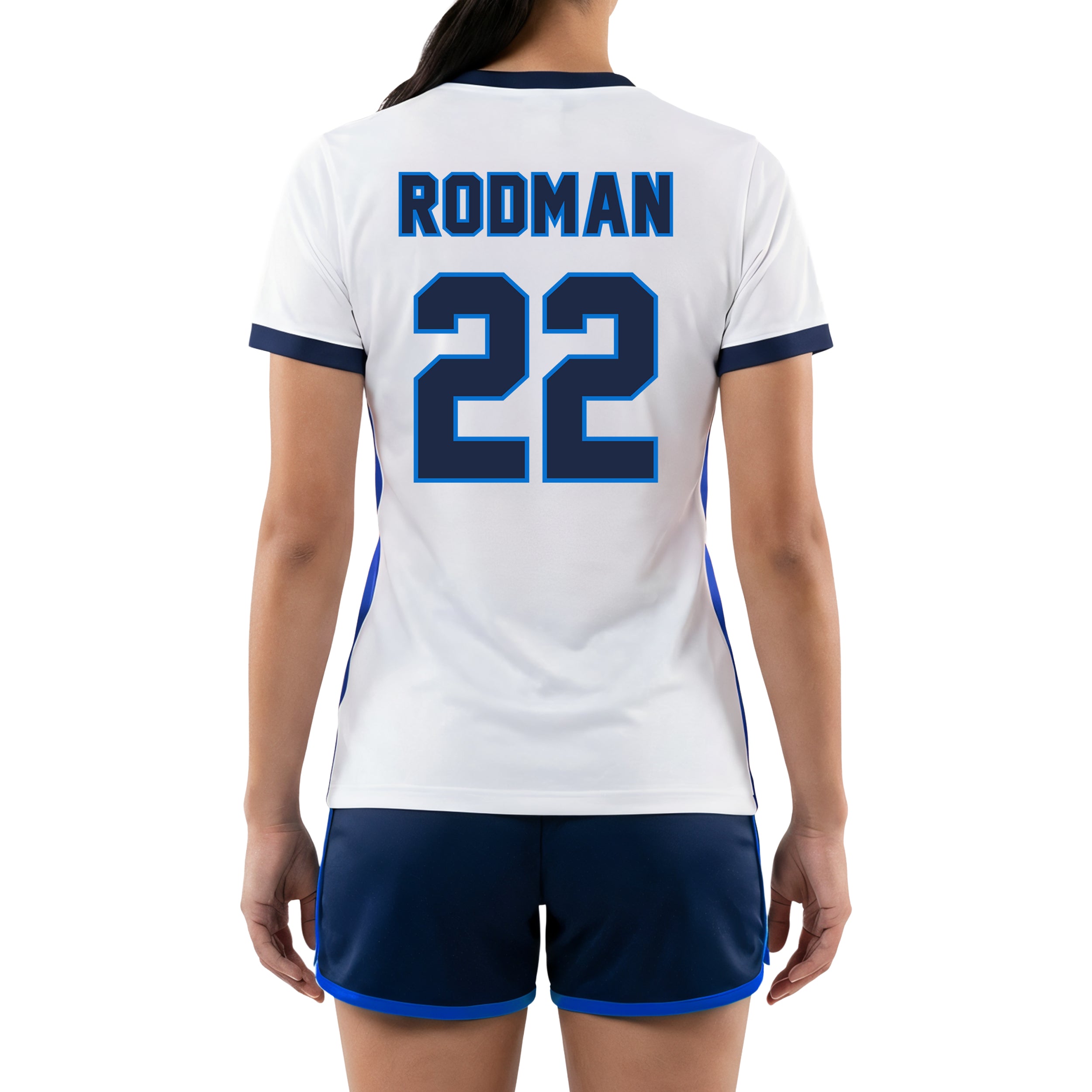 white/blue jersey