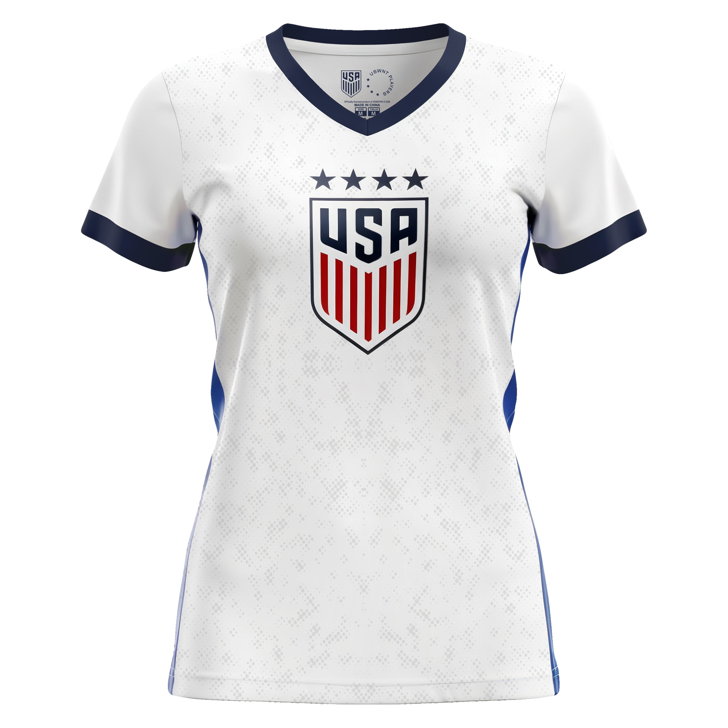 white/blue jersey